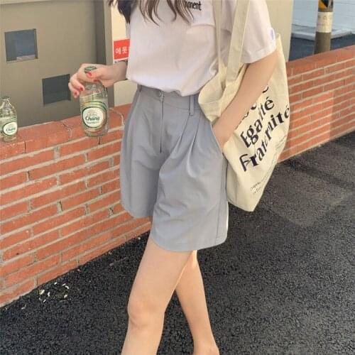 Alien Kitty 2021 New Summer Ladies Shorts Thin High Waist Solid Color Casual Fashion Hot Wide Legs All-Match Classic Loose