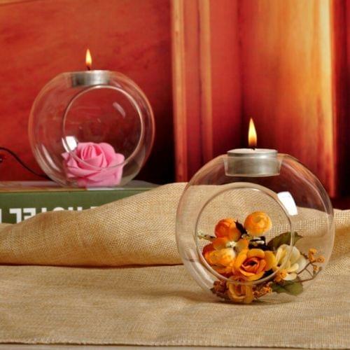 Clear Glass Candle Holder Transparent Tea Light Candlestick Tabletop Candal Holder for Home Decoration Party Wedding