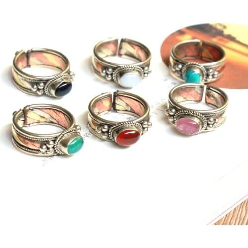 R131 Rose Copper Rings for Girls Metal Inlaid Multi Beads Golden Rings Vintage Cute