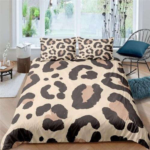 Luxury 3D Leopard Print 2/3Pcs Bedding Sets Comfortable Duvet Cover Pillowcase Home Textile Queen and King EU/US/AU Size