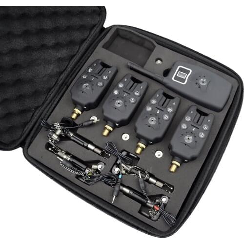 Carp Fishing Bite Alarm Set 4+1 with LCD Screen Indicator and Swingers B1203S