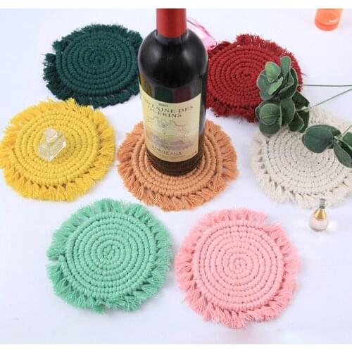 Nordic Hand-woven Colorful Cotton Rope Coaster Round Table Mat Placemat Potholder