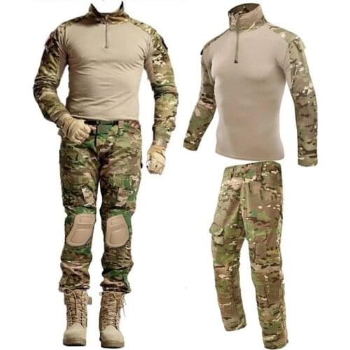Army Military Uniform Camouflage Tactical Combat Suit Airsoft War Game Clothing Shirt + Pants Elbow Knee Pads