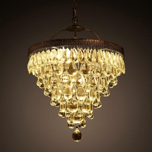 Luxury Vintage Loft Water Droplight K9 Crystal Ceiling Light Pendant Lamp Chandelier Cafe Bar
