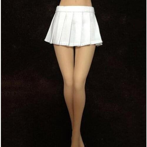 1:6 Scale Beautiful Female Girl Pleated Skirt Students Short Skirt Model white/black Color Figure Clothes Model For PH UD Bodies