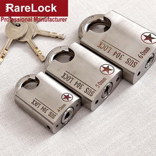 304 Stainless Steel Padlock Waterproof for Outdoor Cabinet Gate Door Equipment DIY Hardware Rarelock MMS426