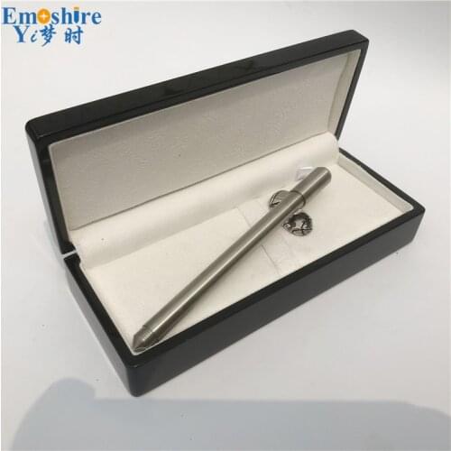 Stainless Steel Defensive Ballpoint Pen Cylindrical Stainless Steel Gel Pen Metal Ballpoint Pen With Wooden Pencil Case P617