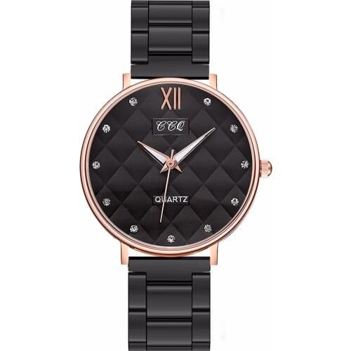 Women Stainless Steel Rhinestone Watch Luxury Ladies Quartz Wrist Watch Gift Clock CCQ Brand Relogio Feminino