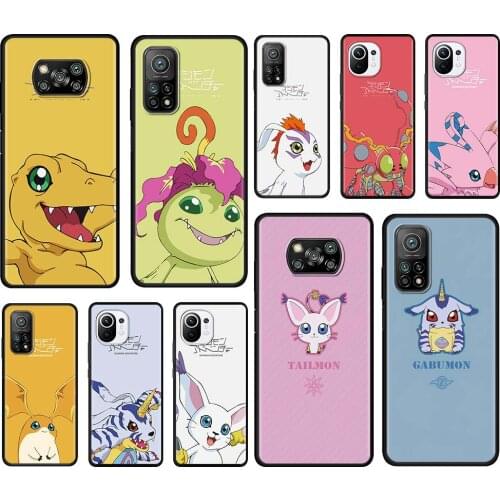Mobile Phone Case For Xiaomi Mi Poco X3 NFC 10T Pro 5G M3 11 Note 10 Lite Black Shell 9T Cushion Cover Cute D-Digimon Monster