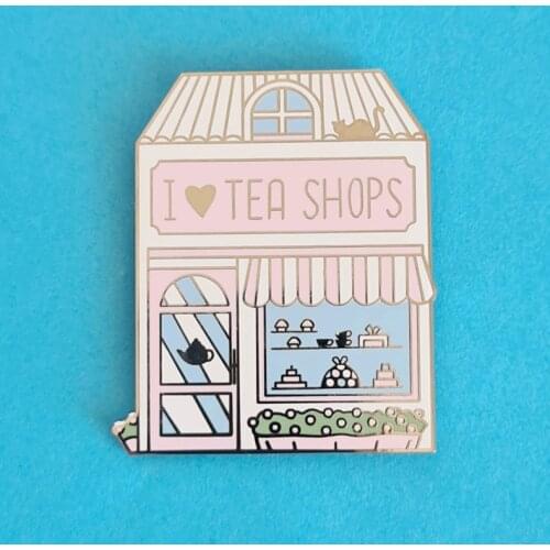 I Love Tea Shops Tea Lover Enamel Brooch Pin Backpack Hat Bag Lapel Pins Badges Women Mens Fashion Jewelry Accessories