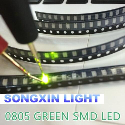 1000PCS XIASONGXIN LIGHT Ultra Bright 0805 SMD LED Green new lighte 560-575NM 70-200MCD I(mA):20ma