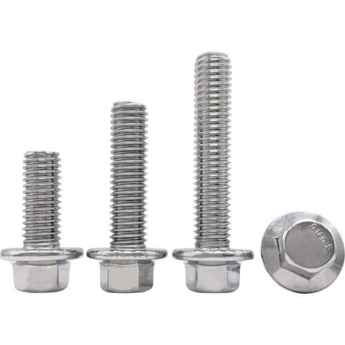 2pcs M12 stainless steel flange outside hexagon screws toothed embossing hex screw mechanical bolt GB5787 25mm-55mm long