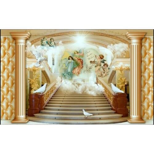 Custom photo 3d wallpaper European architecture stairs angel home decor living room 3d wall murals wallpaper for walls 3 d