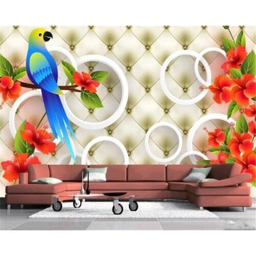 Beibehang Customized wallpaper 3D mural photos high-end fashion soft package beautiful hand-painted flowers and birds background