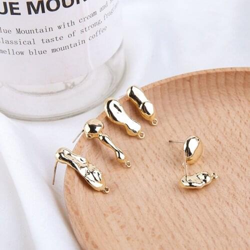 4pcs Korean Modern Female Copper Plating Baroque Earrings Irregular Shape Studs Earring For Women Diy Ear Jewelry Accessories