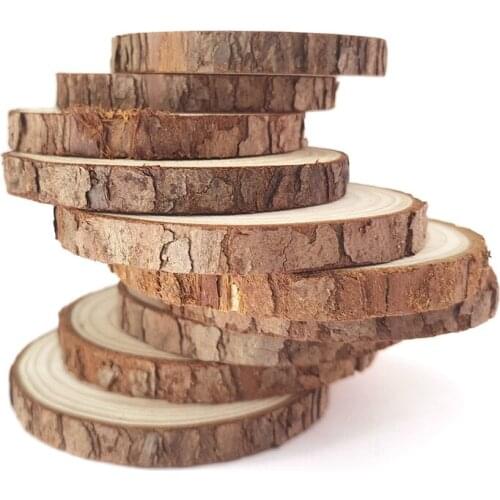 5-6cm Thick 1 Pack Natural Pine Round Unfinished Wood Slices Circles With Tree Bark Log Discs DIY Crafts Wedding Party Painting