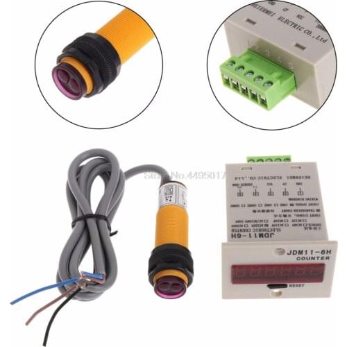 6-Digit LED Display 1-999999 Counter Adjustable NPN Photoelectric Sensor Switch Counters Tester Tools