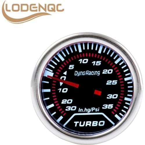 Lodenqc Car Meter Boost Gauge 2" 52mm Turbo Boost Gauge PSI Smoke Dial White Light Interior Dash Gauge