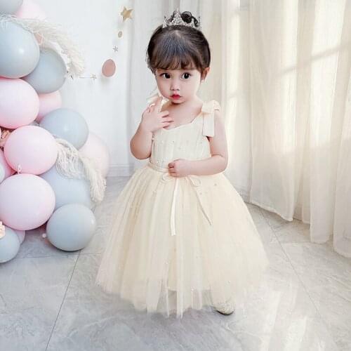 Girls Party Dress Newborn Birthday Clothes Beads Gowns for Girls Wedding Prom Tutu Ball Dress Kid Clothes Baby Girl Formal Dress