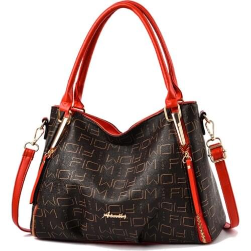 New Soft Leather Large Tote Bag Fashion Printing Female Bag European Famous Brand Large-Capacity Messenger Bag Female Handbag