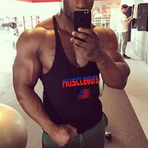 Brand Vest Muscle Fashion Sleeveless Stringer Gym Mens Back Tank Top Clothing Bodybuilding Singlets Fitness Workout Sports Shirt