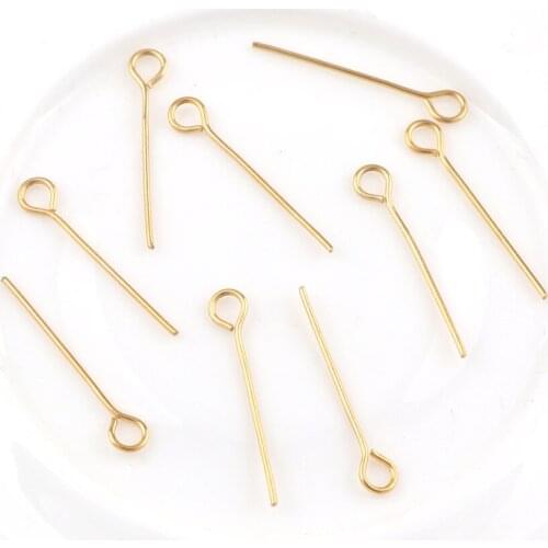 15mm~50mm About 50pieces Gold Color Tone Stainless Steel Eye Pins For Jewelry Making Accessories DIY Pendant Supplies