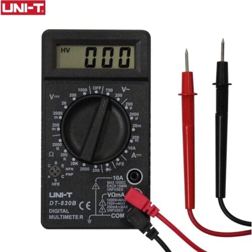 UNI-T Digital Multimeter DT830B DT830D LCD Display Manual Voltmeter Ammeter Ohmmeter Diode Transistor Tester Overload Protection