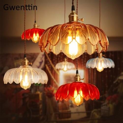 Flower Glass Pendant Lights Kitchen Dining Room Hanging Lamps Modern Living Room Lighting Fixtures Nordic Industrial Home Decor