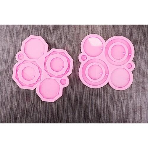 X7YC Geometry Earrings Epoxy Resin Mold Keychain Ear Drops Dangle Pendant Silicone Mould DIY Crafts Jewelry Casting Mold