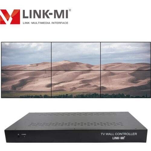 LINK-MI 2X3 3x2 TV Wall Controller HDMI+VGA+DVI+USB inputs With Zoom Cutting Function 1080P Cascade Flying Caption Video Wall
