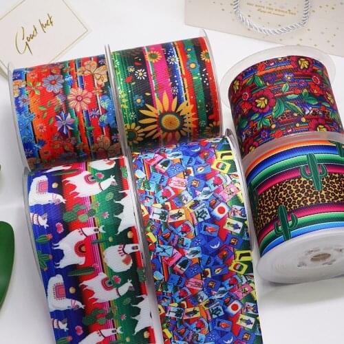 Free shipping 3 Inch 75 mm Cartoon Printed Grosgrain Ribbons for Bows Craft Suppliers 53096