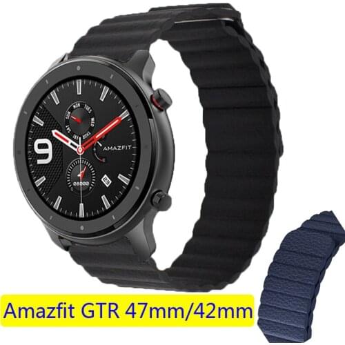 Leather wrist band for xiaomi huami amazfit GTR 42MM strap magnetic attraction bracelet for Amazfit GTR 47MM strap belt