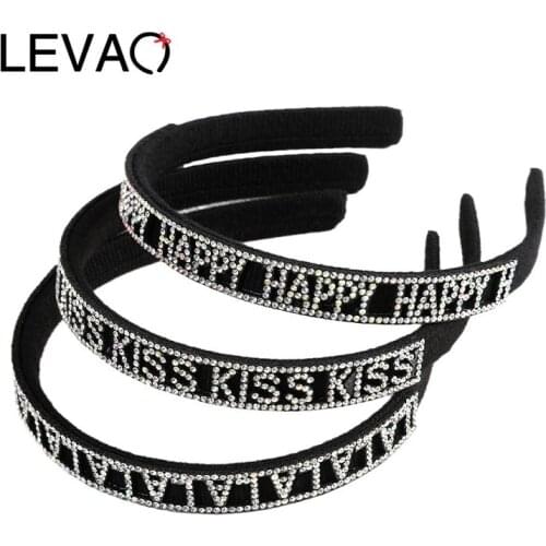 LEVAO 2021 Letter Full Rhinestones Headbands For Womens Luxury Shiny Crystal Hair Bands Party Hair Accessories Spring Autumn