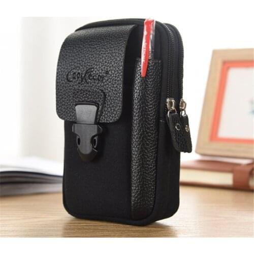 Male Casual Zipper Men Waist Bags Small Solid Color Card Holder 4 inch Phone Packs Belt Fanny Purse