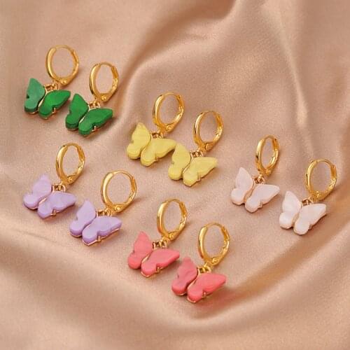 2020 New Womens Earrings Fashion Color Acrylic Butterfly Stud Earrings Animal Sweet Colorful Stud Earrings Girls Jewelry