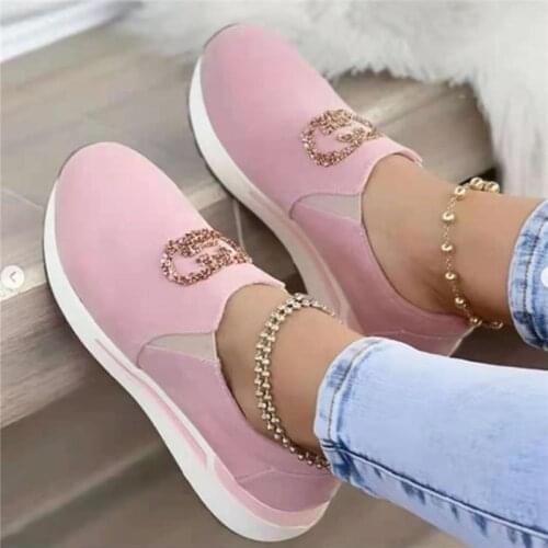 2021 Autumn and Winter New Ladies Casual Sneakers Shoes Flat Rhinestone Single Shoes Female Student Shoes Thick-soled Shoes
