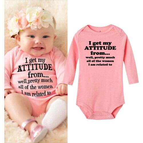 Autumn Baby Rompers Newborn Infant Baby Girls Long Sleeve Attitude Letters Print Romper Jumpsuit Playsuit Clothes Outfits