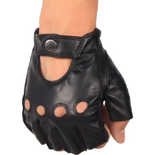 2020 Latest Mans Genuine Leather Semi-Finger Gloves High Quality Spring Summer Thin Driving Fitness Male Goatskin Gloves NAN7-4