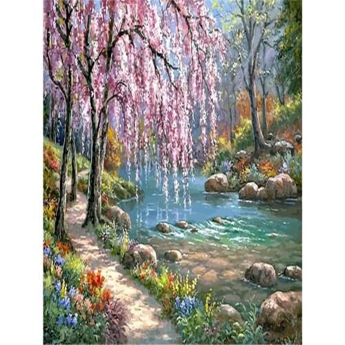 Landscape Scenery DIY 11CT Embroidery Cross Stitch Kits Craft Needlework Set Cotton Thread Printed Canvas Home Room
