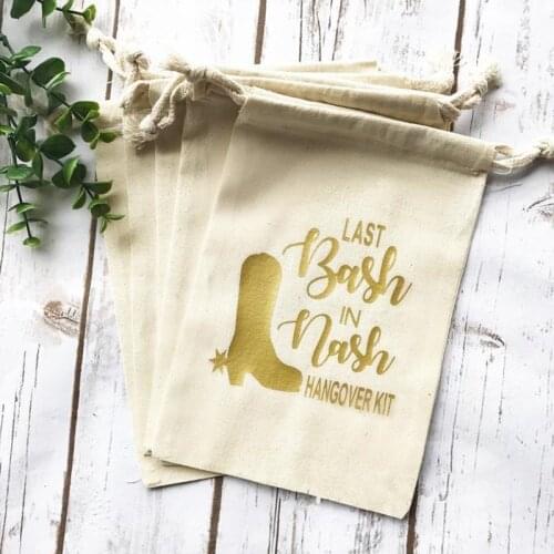 Bridal shower Gift bag foil gold custom birthday party bags hangovers Kit bag Survival kit Recovery bag bachelorette Favor bag