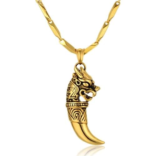 Stainless Steel Chain Link Dragon Pendant Necklace Pendant Men Gold Fashion Jewelry Punk Collier Long Necklace Dropshipping