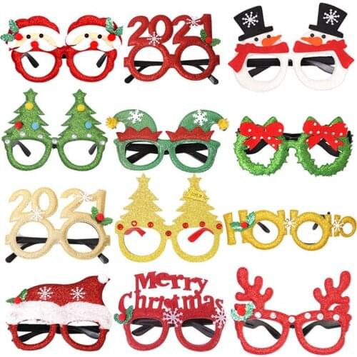 12Pcs Christmas Eyeglass Frames Adult Children Christmas Party Classes Frame Supplies (Random Style)