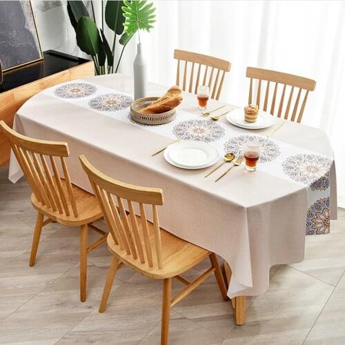 PVC Nordic Style Waterproof Oil-Proof And Hot-Proof Tablecloth Ethnic Style Rectangular Oval Desk Simple Creative Table Runner