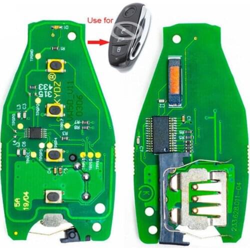 Replacement Remote PCB Board Fob 3Button 433MHz for Volkswagen Touareg 2011-2014