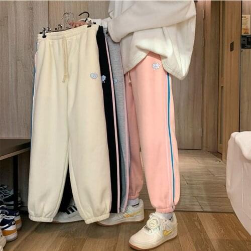 Oversized Preppy Sports Sweatpants Men Womens Loose Spring/Summer Simple Cartoon Printed Casual Pants Hip Hop Jogging Trousers