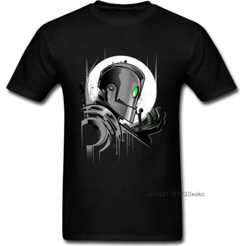 My Giant Friend Tops Graphic T-shirt Men Black Tshirt Robot Tee Great Machine T Shirts Summer Heavy Metal Clothing
