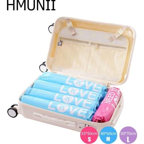 HMUNII 2pcs Vacuum Compression Bags Waterproof Clothing organizer Bag Travel suitcase Hand Pressure Type Portable Package HM-04