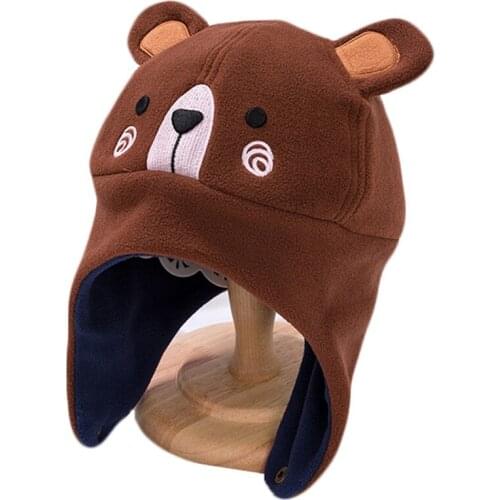 New Knitted Children Hats Cartoon Beanies Hat Warm Girl Boy Thick Velvet Cap Autumn Winter Windproof Baby Hat Toddler Beanie Cap