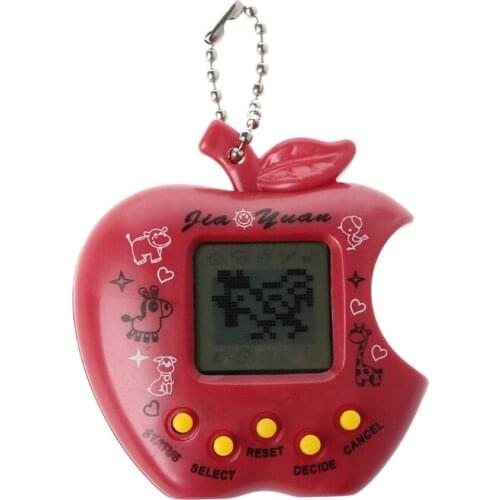 LCD Virtual Digital Pet Electronic Game Machine Toy Apple Shape With Keychain