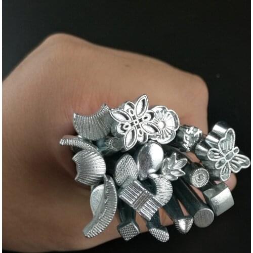 1Set/20Ps Metal DIY Leather Tools Pattern Leather Working Saddle Making Tool Carving Leather Crafts Kit Stamps for Home Handwork